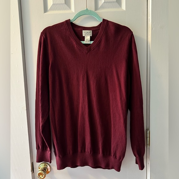 L.L. Bean Other - L.L.Bean Burgundy Cotton Cashmere V-Neck Sweater | Cottagecore Preppy | M Tall